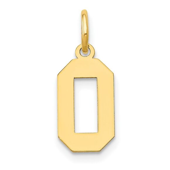 14k Yellow Gold, Athletic Collection, Small Polished Number 0 Pendant - Picture 1 of 5
